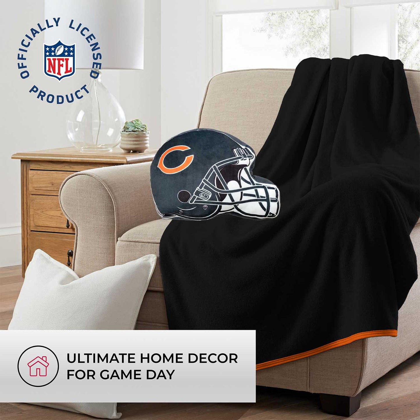 Chicago Bears NFL Helmet Football Super Soft Plush Pillow - Navy