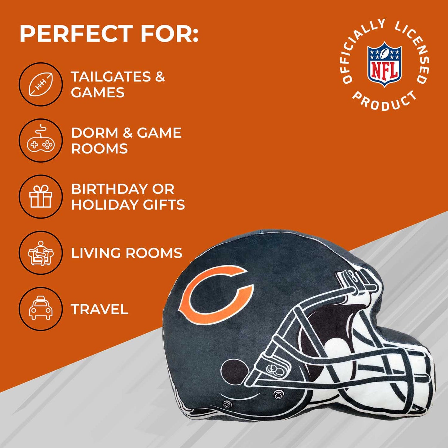 Chicago Bears NFL Helmet Football Super Soft Plush Pillow - Navy