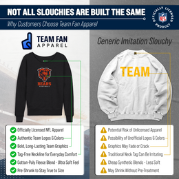 Chicago Bears Women's NFL Ultimate Fan Logo Slouchy Crewneck -Tagless Fleece Lightweight Pullover - Charcoal