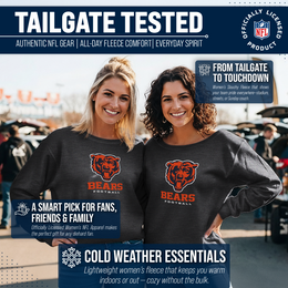 Chicago Bears Women's NFL Ultimate Fan Logo Slouchy Crewneck -Tagless Fleece Lightweight Pullover - Charcoal