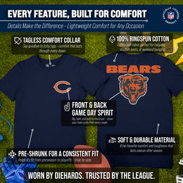 Chicago Bears NFL Pro Football Final Countdown Adult Cotton-Poly Short Sleeved T-Shirt For Men & Women - Navy