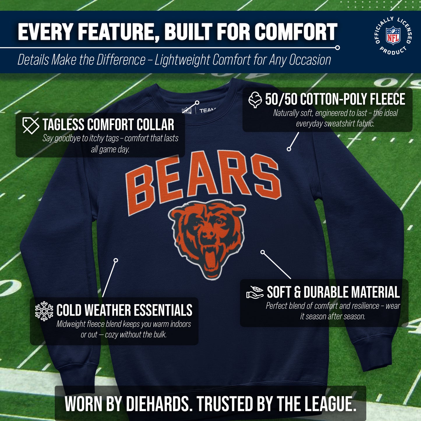 Chicago Bears NFL Home Team Crew - Navy