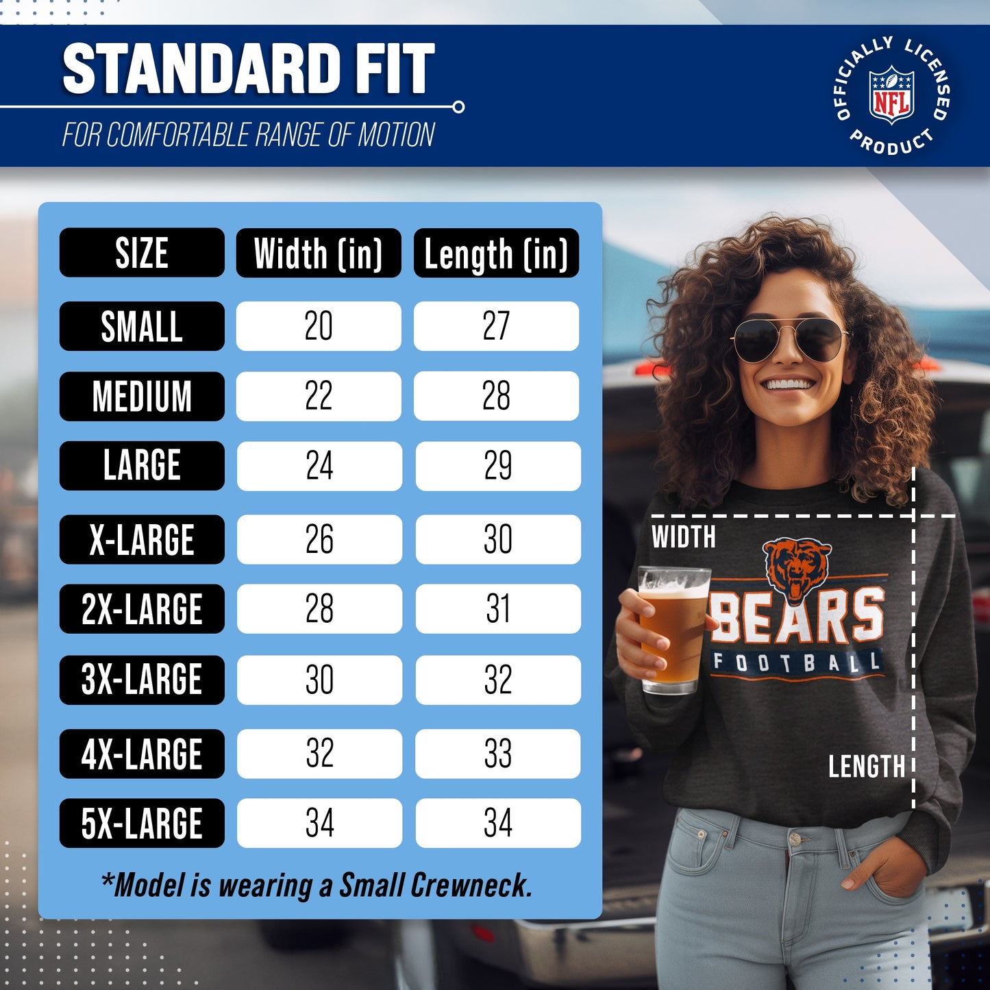 Chicago Bears NFL Adult True Fan Crewneck Sweatshirt - Charcoal