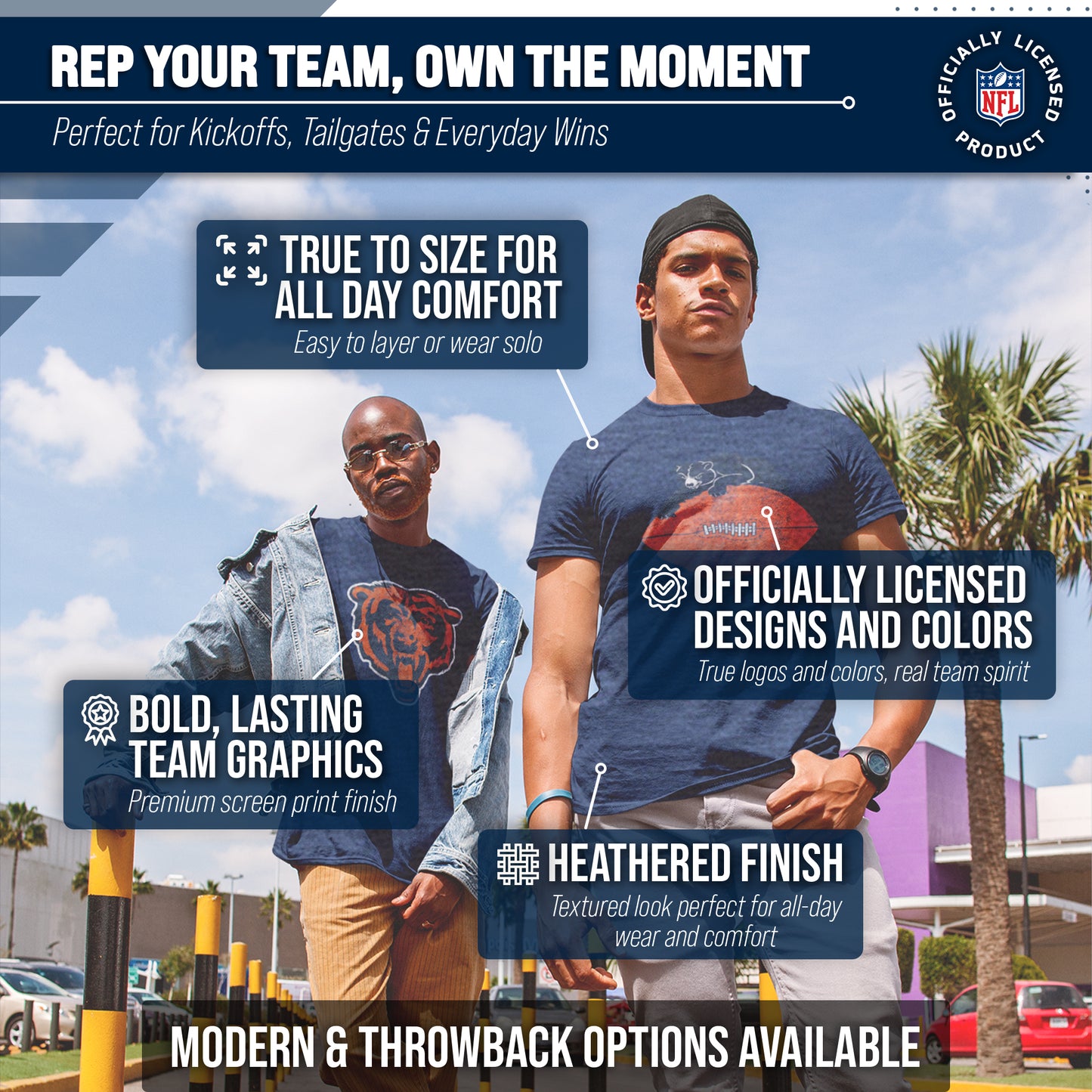 Chicago Bears NFL Modern Throwback T-shirt - Navy