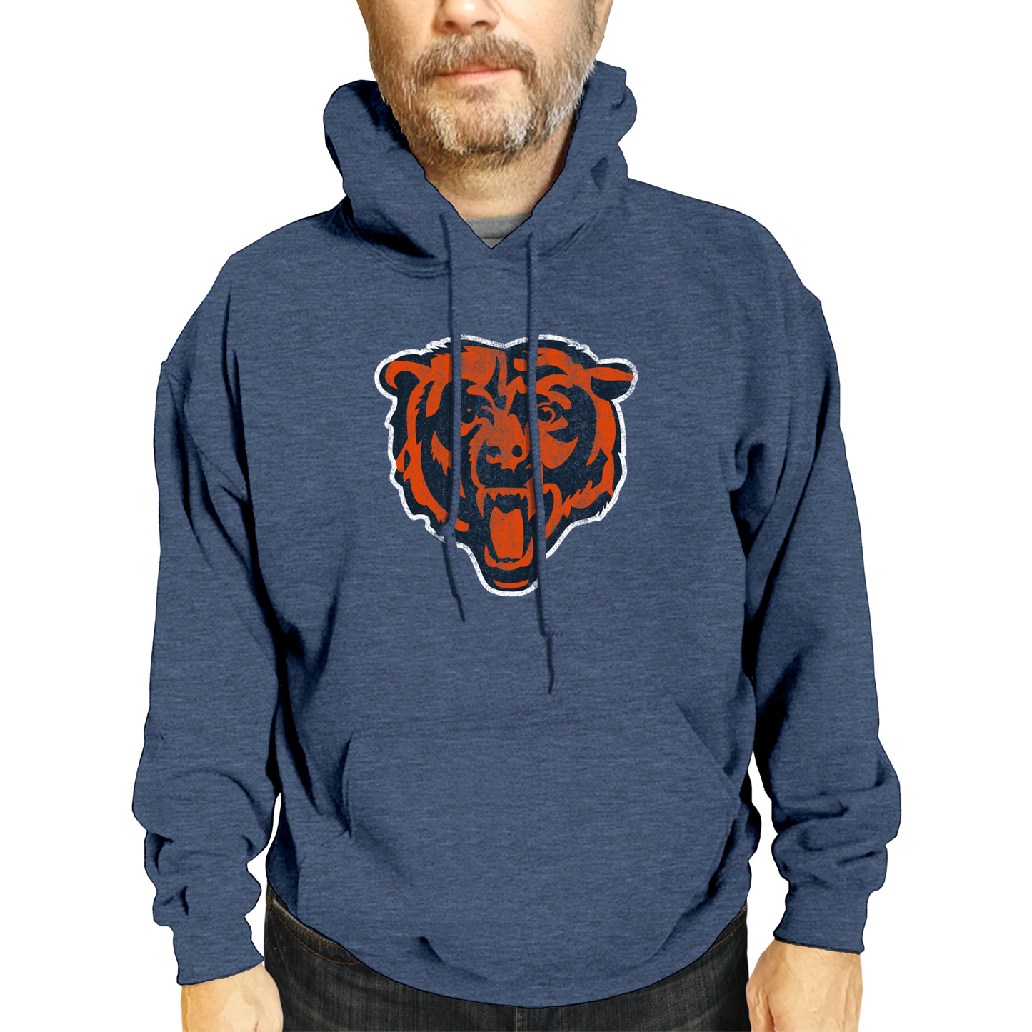 Chicago Bears NFL Adult Unisex Modern Throwback Ultra Soft Fleece Hooded Sweatshirt - Indigo/Navy