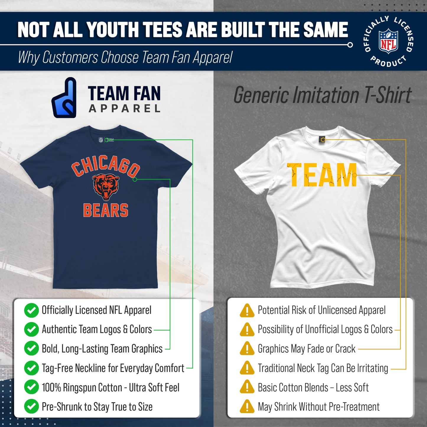 Chicago Bears NFL Youth Gameday Football T-Shirt - Navy