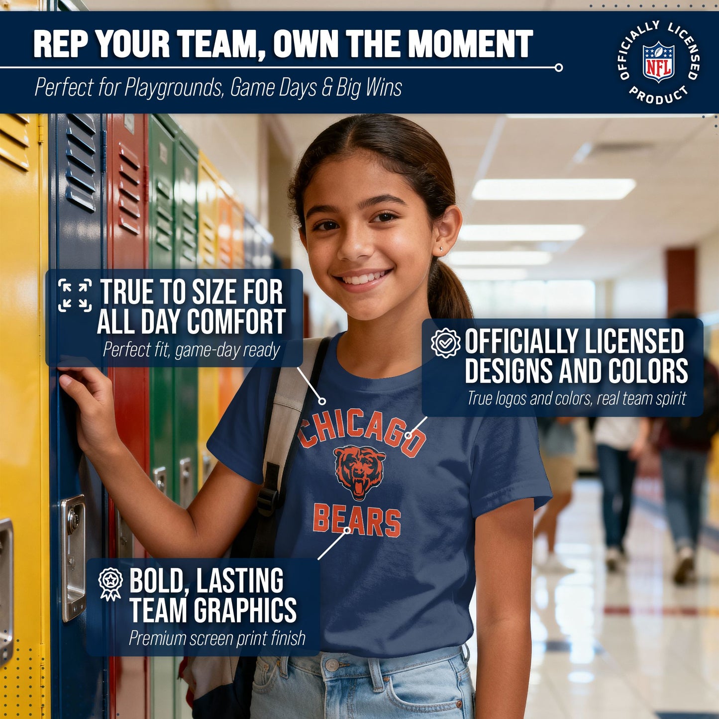 Chicago Bears NFL Youth Gameday Football T-Shirt - Navy