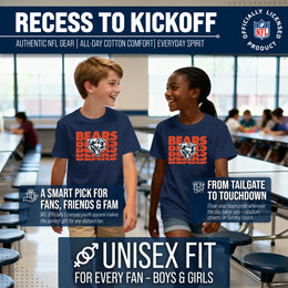 Chicago Bears NFL Youth Repeating Logo Football T-Shirt Unisex Tag Free Comfortable - Navy