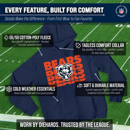 Chicago Bears NFL Youth Repeating Logo Football Fleece Hooded Sweatshirt - Navy