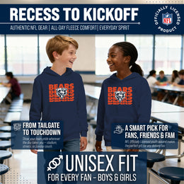 Chicago Bears NFL Youth Repeating Logo Football Fleece Hooded Sweatshirt - Navy