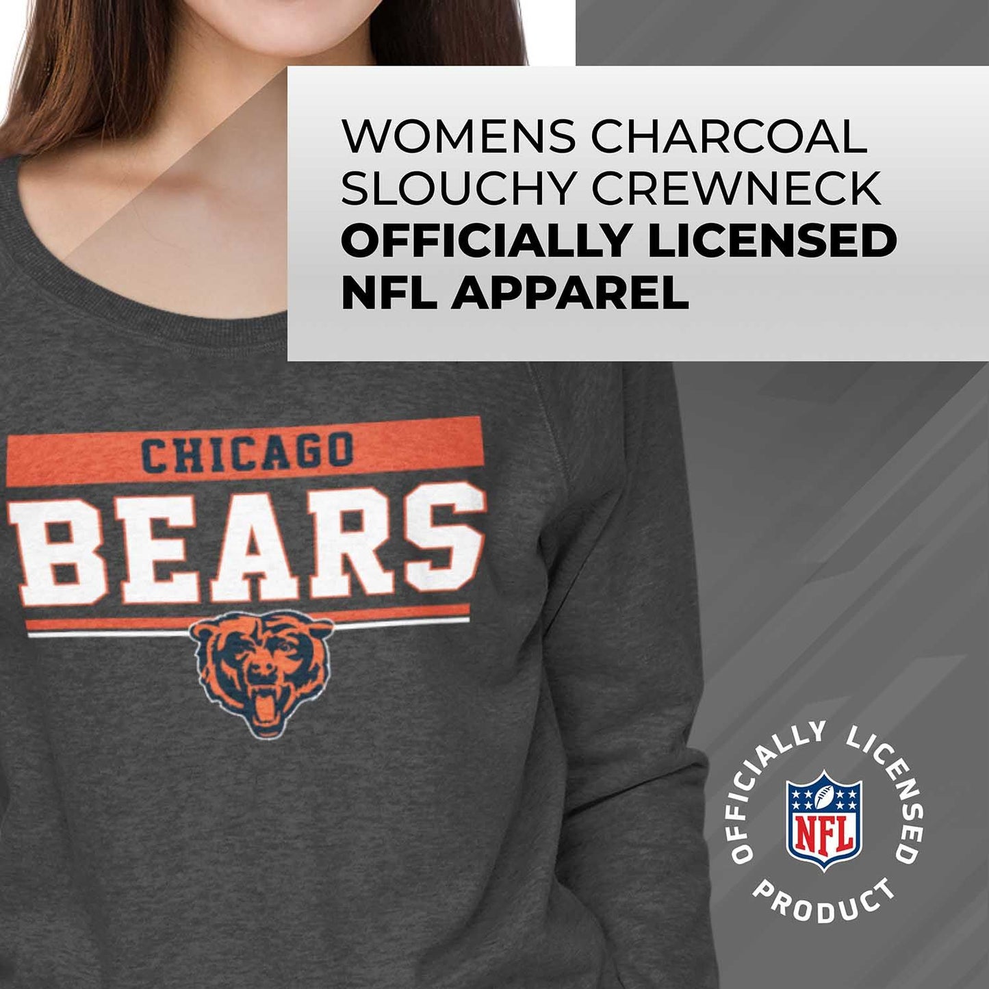 Chicago Bears NFL Womens Charcoal Crew Neck Football Apparel - Charcoal