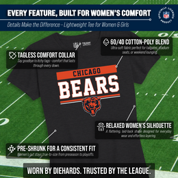Chicago Bears NFL Women's Team Block Charcoal Tagless T-Shirt - Charcoal