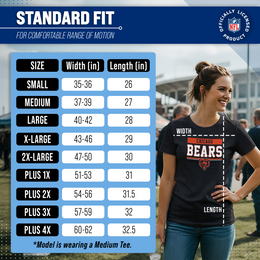 Chicago Bears NFL Women's Team Block Charcoal Tagless T-Shirt - Charcoal