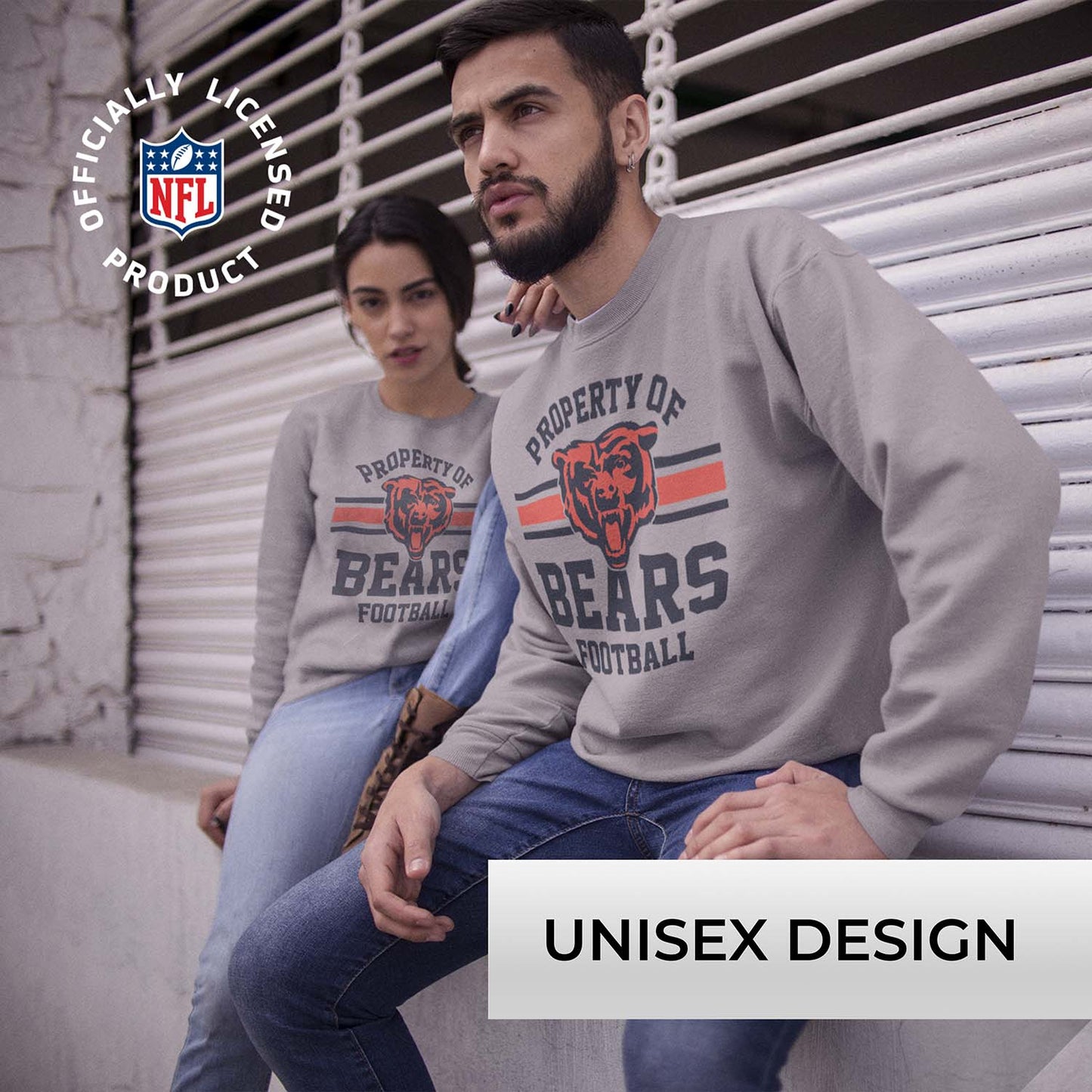 Chicago Bears NFL Adult Property Of Crewneck Fleece Sweatshirt - Sport Gray