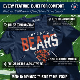 Chicago Bears Adult NFL Diagonal Fade Color Block T-Shirt - Navy