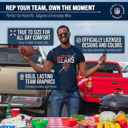 Chicago Bears Adult NFL Diagonal Fade Color Block T-Shirt - Navy