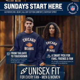 Chicago Bears NFL Adult Unisex Retro Gameday Ultra Soft Fleece Crewneck Sweatshirt - Navy