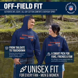 Chicago Bears Adult NFL Speed Stat Sheet Fleece Hooded Sweatshirt - Navy