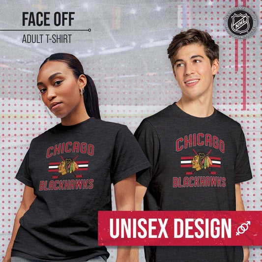 Chicago Blackhawks NHL Adult Faceoff Tag-Less T-Shirt - Black