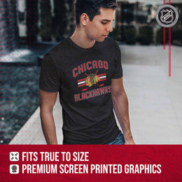 Chicago Blackhawks NHL Adult Faceoff Tag-Less T-Shirt - Black