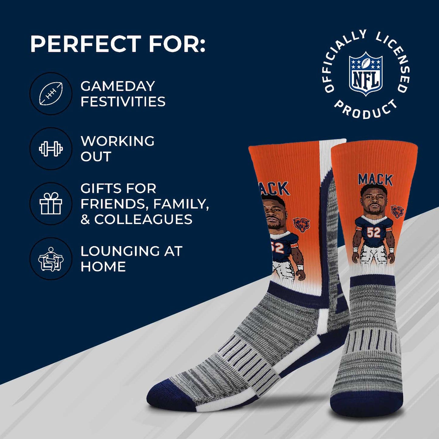Chicago Bears FBF NFL V Curve Socks - Orange #52