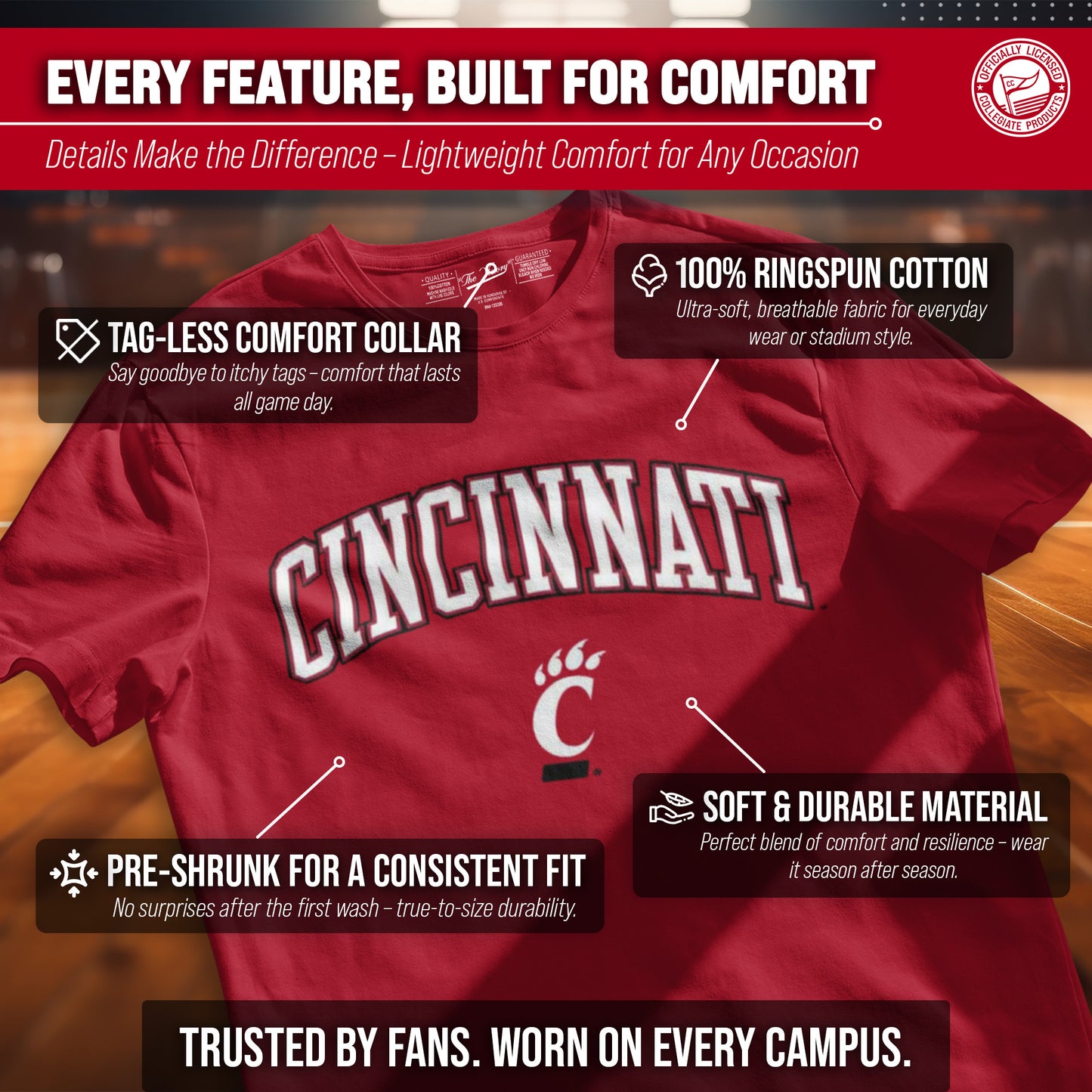 Cincinnati Bearcats NCAA Adult Gameday Cotton T-Shirt - Red
