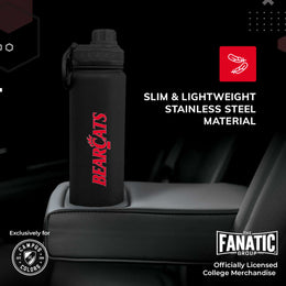 Cincinnati  Bearcats NCAA Stainless Steel Water Bottle - Black