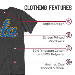 UCLA Bruins Campus Colors NCAA Adult Cotton Blend Charcoal Tagless T-Shirt - Charcoal