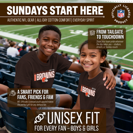 Cleveland Browns NFL Youth Modern Endzone Football T-Shirt Unisex Tag Free Comfortable - Dark Brown