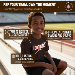 Cleveland Browns NFL Youth Modern Endzone Football T-Shirt Unisex Tag Free Comfortable - Dark Brown