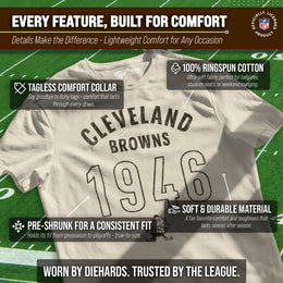 Cleveland Browns NFL Adult Big Date Tag-Less T-Shirt - Natural