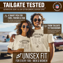Cleveland Browns NFL Adult Big Date Tag-Less T-Shirt - Natural