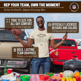 Cleveland Browns NFL Adult Big Date Tag-Less T-Shirt - Natural