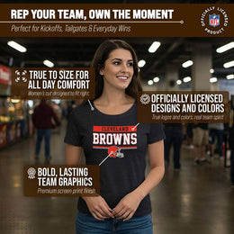 Cleveland Browns NFL Women's Team Block Charcoal Tagless T-Shirt - Charcoal