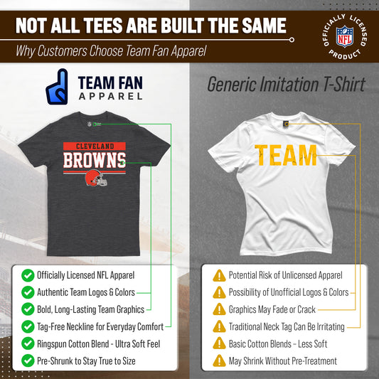 Cleveland Browns NFL Adult Team Block Tagless T-Shirt - Charcoal