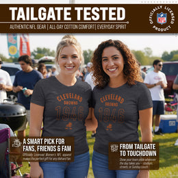 Cleveland Browns NFL Womens Big Date Tag-Less T-Shirt - Charcoal