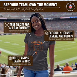 Cleveland Browns NFL Womens Big Date Tag-Less T-Shirt - Charcoal