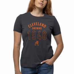 Cleveland Browns NFL Womens Big Date Tag-Less T-Shirt - Charcoal