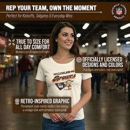 Cleveland Browns NFL Womens Vintage Charm Tag-Less Soft T-Shirt - Birch