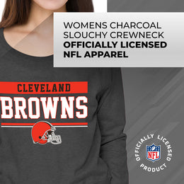 Cleveland Browns NFL Womens Charcoal Crew Neck Football Apparel - Charcoal