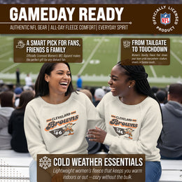 Cleveland Browns NFL Womens Vintage Charm Slouchy Crewneck - Birch