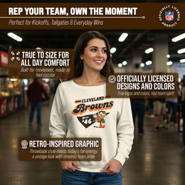 Cleveland Browns NFL Womens Vintage Charm Slouchy Crewneck - Birch