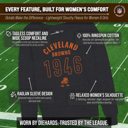 Cleveland Browns NFL Womens Big Date French Terry Slouchy Top - Charcoal