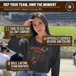 Cleveland Browns NFL Womens Big Date French Terry Slouchy Top - Charcoal