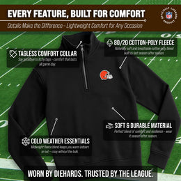 Cleveland Browns NFL Adult Unisex Team Logo Quarter Zip Pullover Sweatshirt - Black
