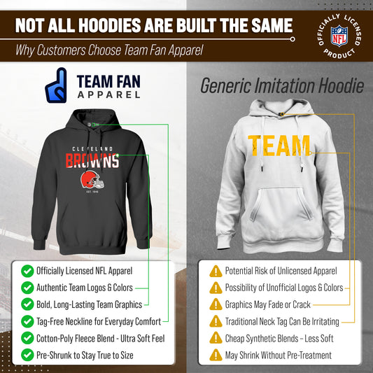 Cleveland Browns Adult NFL Diagonal Fade Fleece Hooded Sweatshirt - Charcoal
