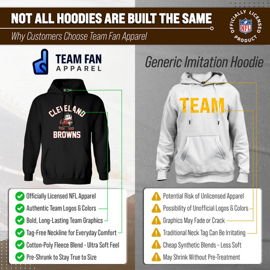 Cleveland Browns NFL Adult Unisex Retro Gameday Ultra Soft Fleece Hooded Sweatshirt - Black