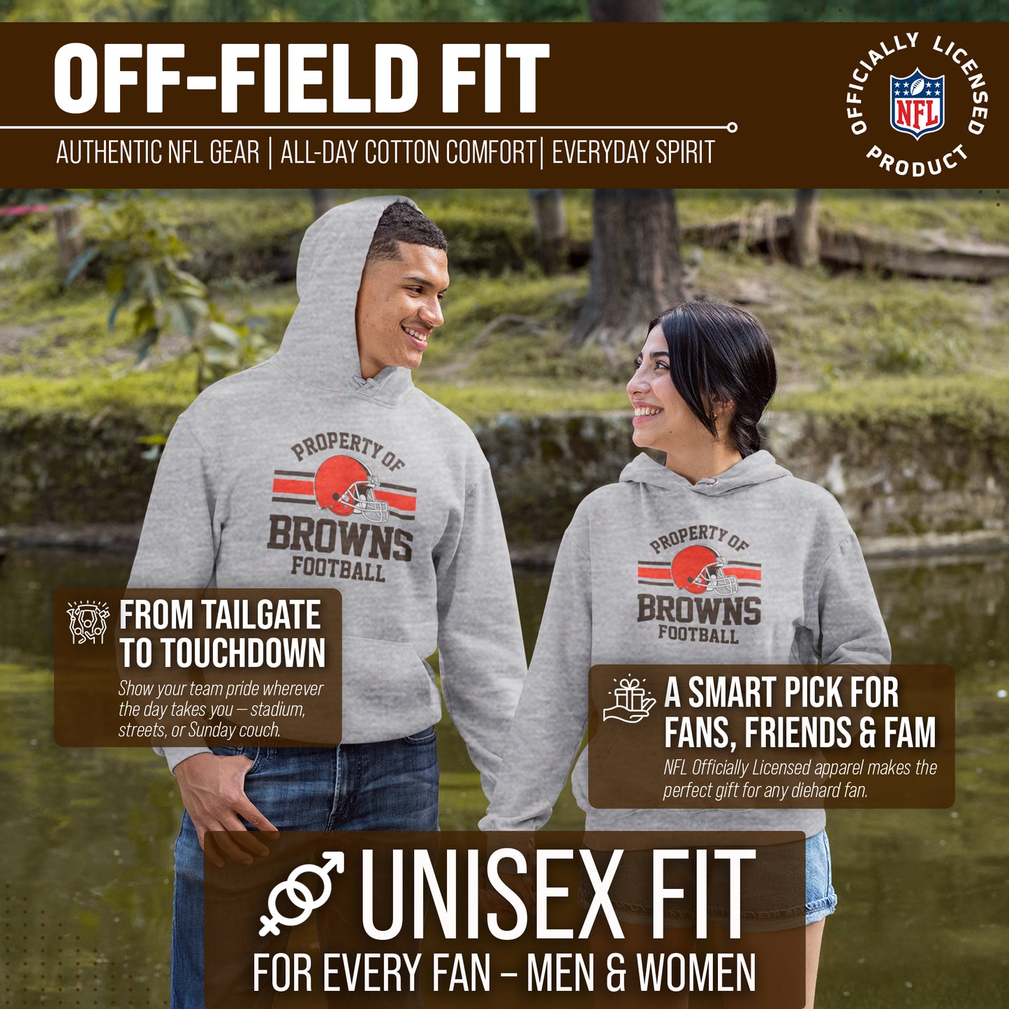 Cleveland Browns NFL Adult Property Of Hooded Sweatshirt - Sport Gray