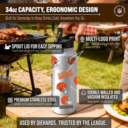 Cleveland Browns NFL 34oz Quencher Stainless Steel Insulated Water Bottle - White