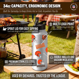 Cleveland Browns NFL 34Oz Native Quencher Water Bottle - White